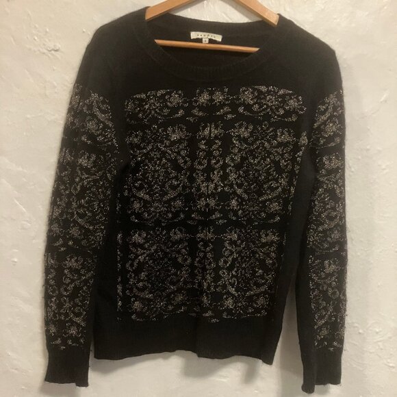 SANDRO Black and Gold sweater in Angora blend Eur size 3 / US size 8 - Picture 5 of 7